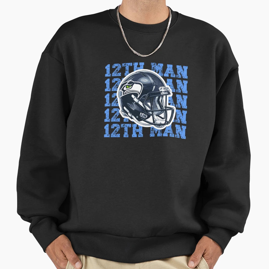 Seattle Seahawks Helmet 12Th Sweatshirt - Aesthetic Graphic Unisex - T-Shirt, Sweatshirt, Hoodie