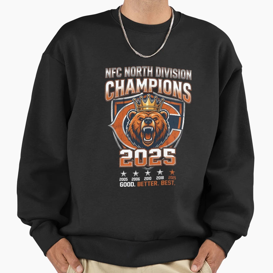 Chicago Bears 2025 Nfc North Sweatshirt - Casual Everyday Wear Unisex - T-Shirt, Sweatshirt, Hoodie