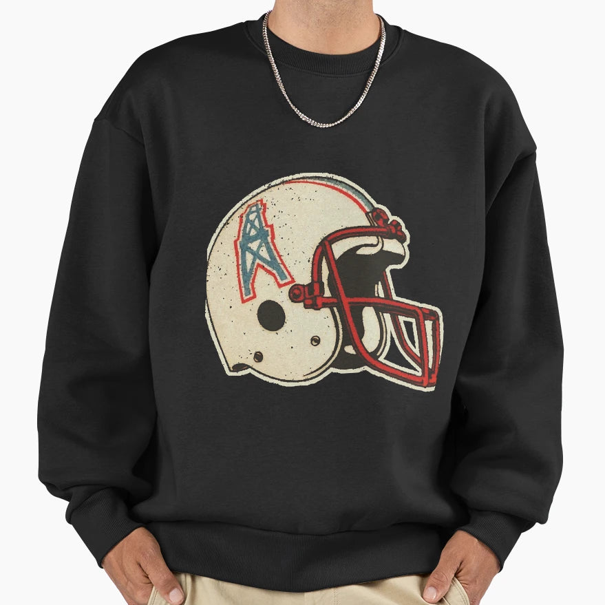80S Oilers Helmet Defunct Sweatshirt - Aesthetic Graphic Men Women - T-Shirt, Sweatshirt, Hoodie