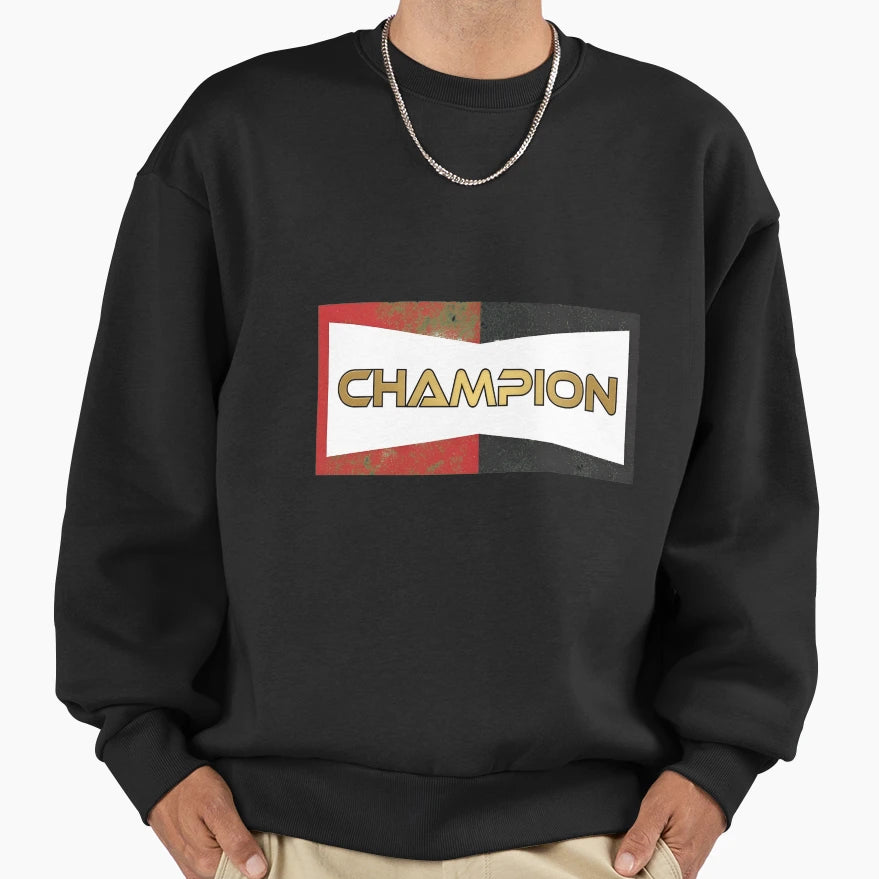 Distressed Champion Word Sweatshirt - Streetwear Style for Adults - T-Shirt, Sweatshirt, Hoodie