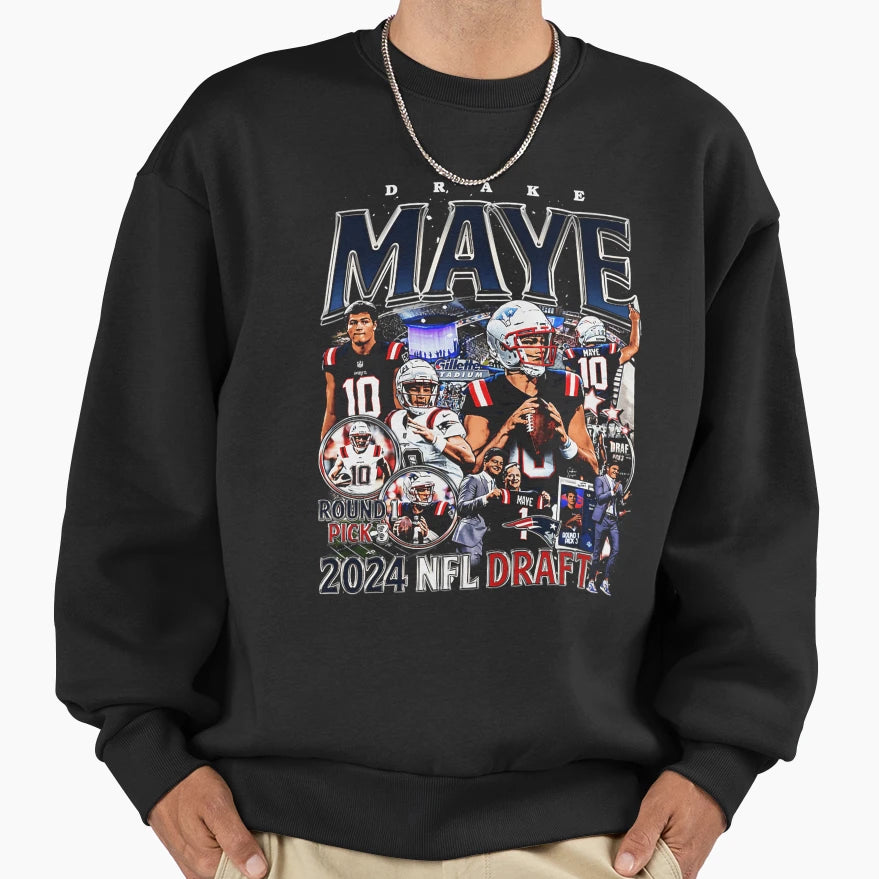 Drake Maye Bootleg Sweatshirt - Minimalist Print for Adults - T-Shirt, Sweatshirt, Hoodie