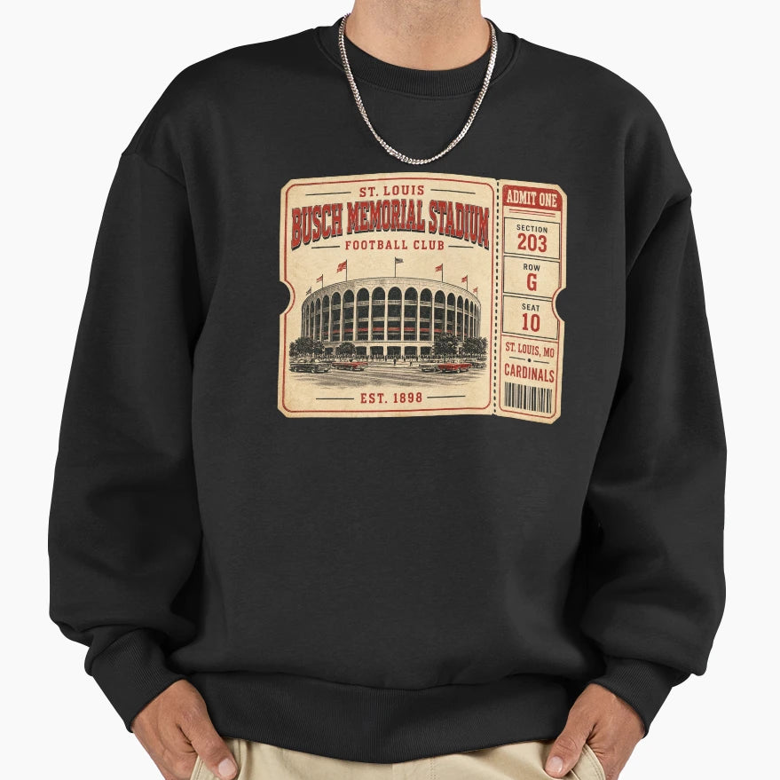 Busch Memorial Stadium Ticket St Louis T-Shirt - Unique Graphic Men Women - T-Shirt, Sweatshirt, Hoodie