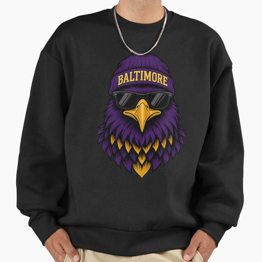 Baltimore Raven Fan Art Sweatshirt - Fun Novelty Design for Adults - T-Shirt, Sweatshirt, Hoodie
