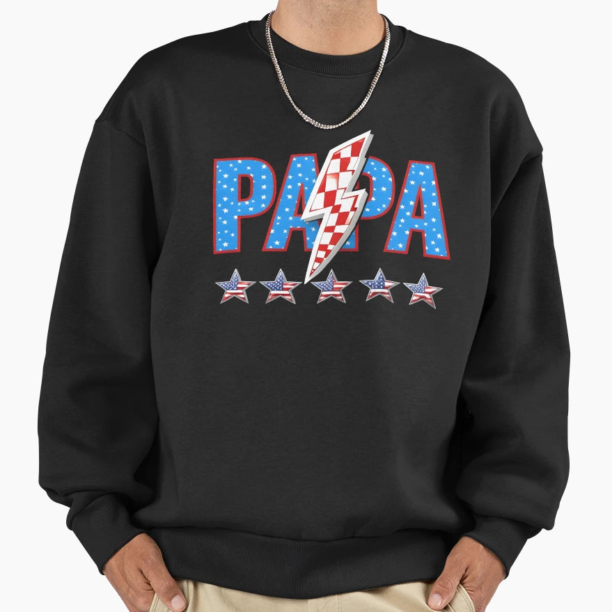 Papa Fathers Day American Flag 4Th Sweatshirt - Unique Graphic for Adults - T-Shirt, Sweatshirt, Hoodie