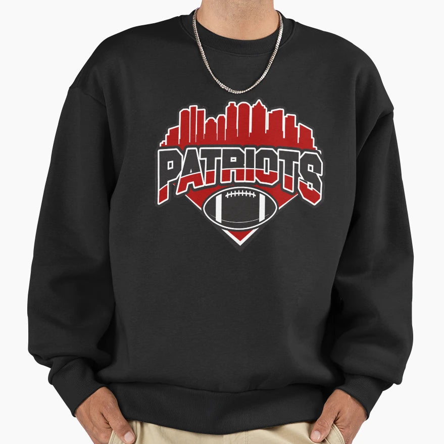 Patriots Football Skyline Football Sweatshirt - Unique Graphic for Adults - T-Shirt, Sweatshirt, Hoodie