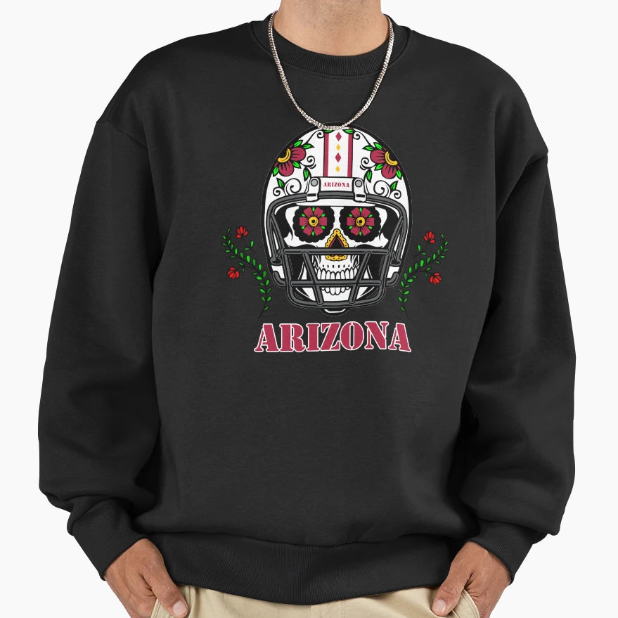 Arizona Football Helmet Sugar Skull Sweatshirt - Novelty Apparel Unisex - T-Shirt, Sweatshirt, Hoodie