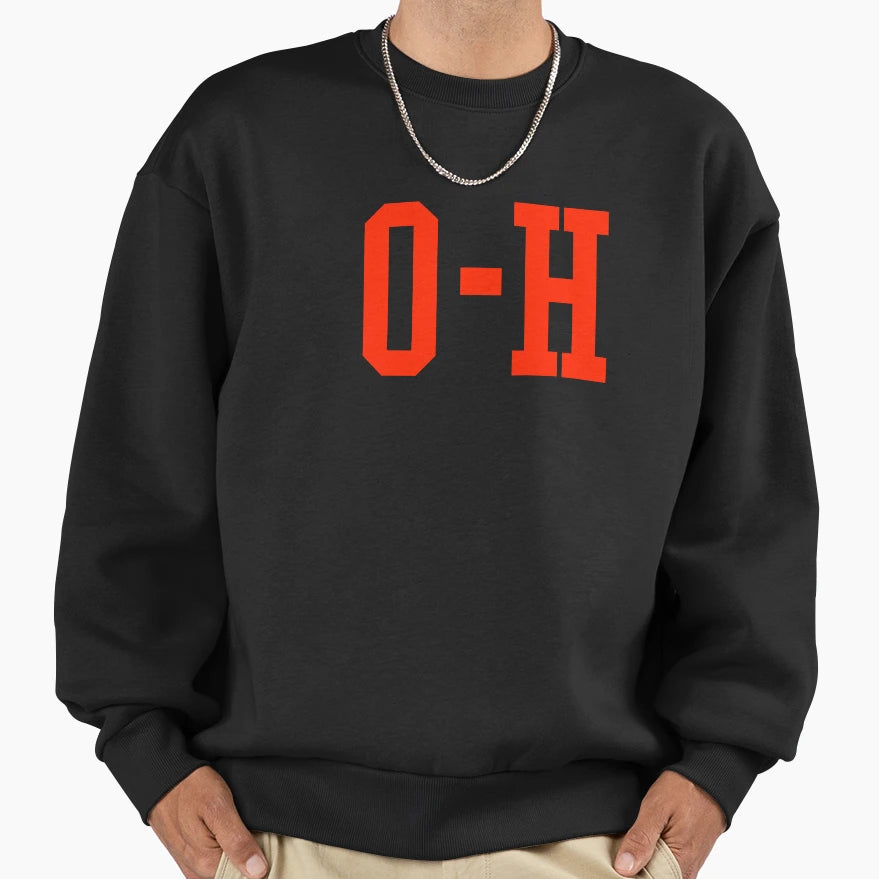 Scarlet Half O H I O Ohio Sweatshirt - Aesthetic Graphic Unisex - T-Shirt, Sweatshirt, Hoodie