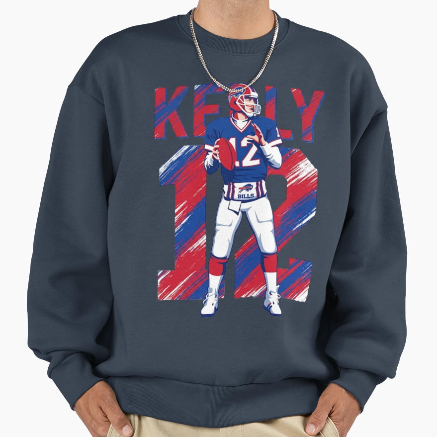 Jim Kelly 12 Buffalo Football Legend Sweatshirt - Unique Graphic Unisex - T-Shirt, Sweatshirt, Hoodie