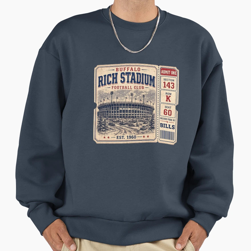 Rich Stadium Ticket Buffalo T-Shirt - Fun Novelty Design for Adults - T-Shirt, Sweatshirt, Hoodie