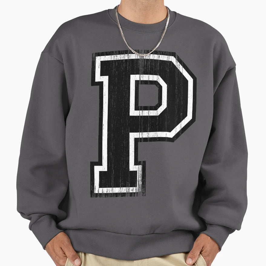 Big Varsity Letter P Sweatshirt - Novelty Apparel for Adults - T-Shirt, Sweatshirt, Hoodie