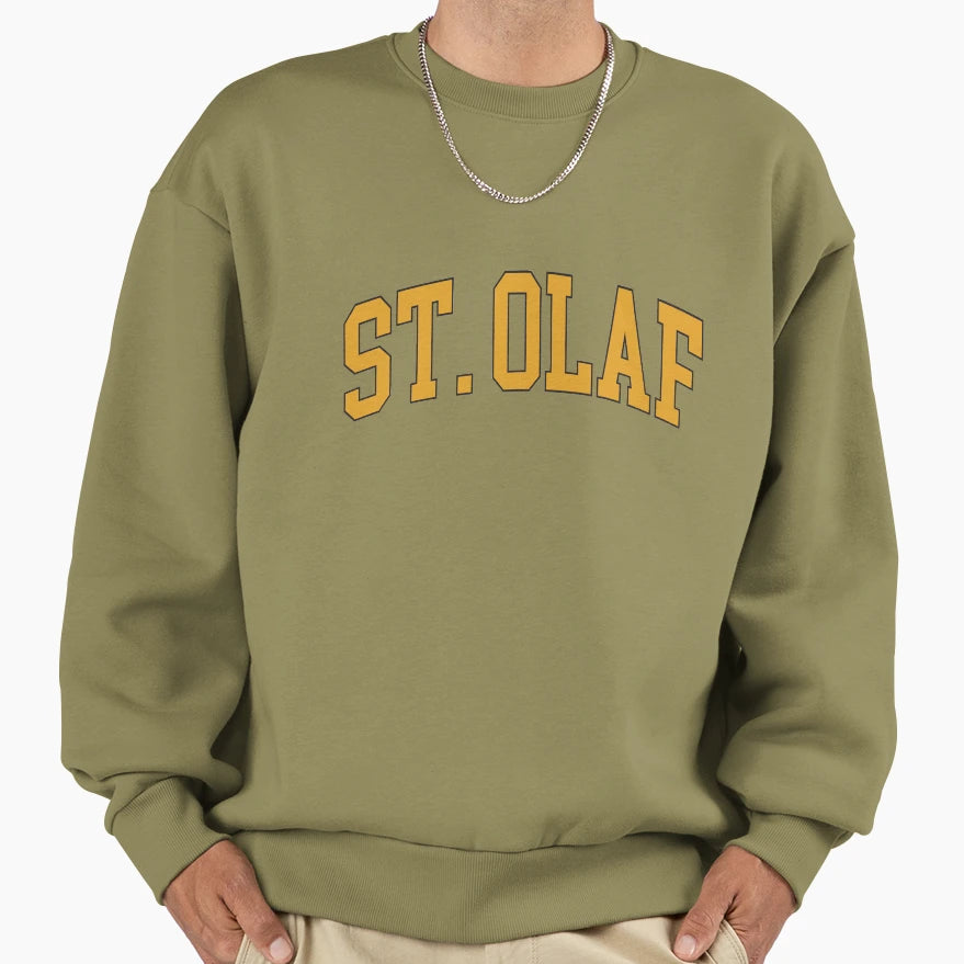St Olaf Varisty Font Curved Sweatshirt - Graphic Print Men Women - T-Shirt, Sweatshirt, Hoodie