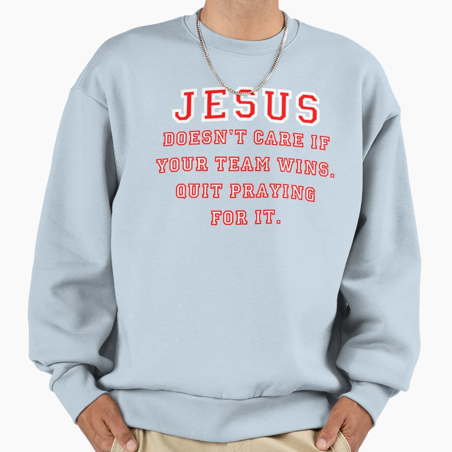 Jesus Not Sports Fan White Red Sweatshirt - Minimalist Print Men Women - T-Shirt, Sweatshirt, Hoodie