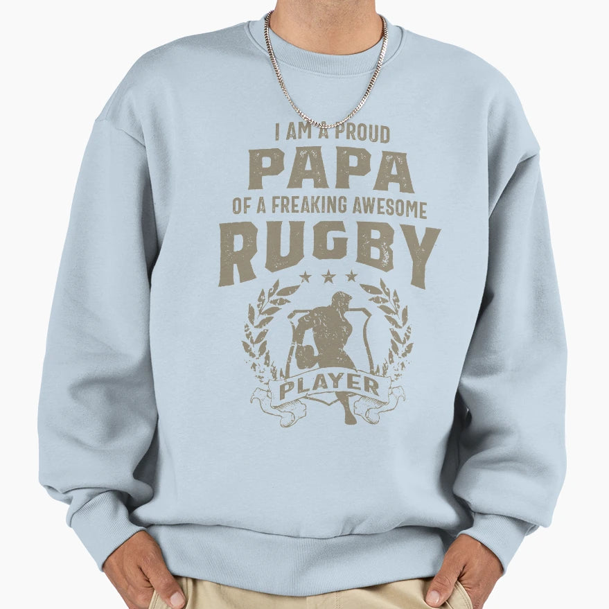 Papa Awesome Rugby Player Sweatshirt - Custom Art Print Unisex - T-Shirt, Sweatshirt, Hoodie