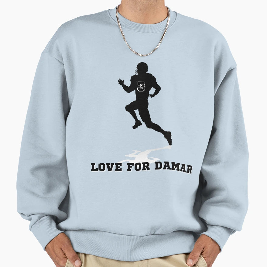 Love Damar 3 Damar Hamlin Nfl Sweatshirt - Minimalist Print Unisex - T-Shirt, Sweatshirt, Hoodie