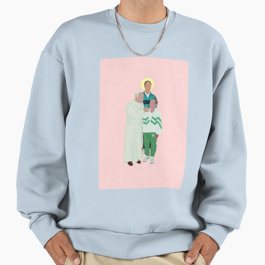 Charlie Oleary Jack Charlton And Pope Sweatshirt - Graphic Print Men Women - T-Shirt, Sweatshirt, Hoodie