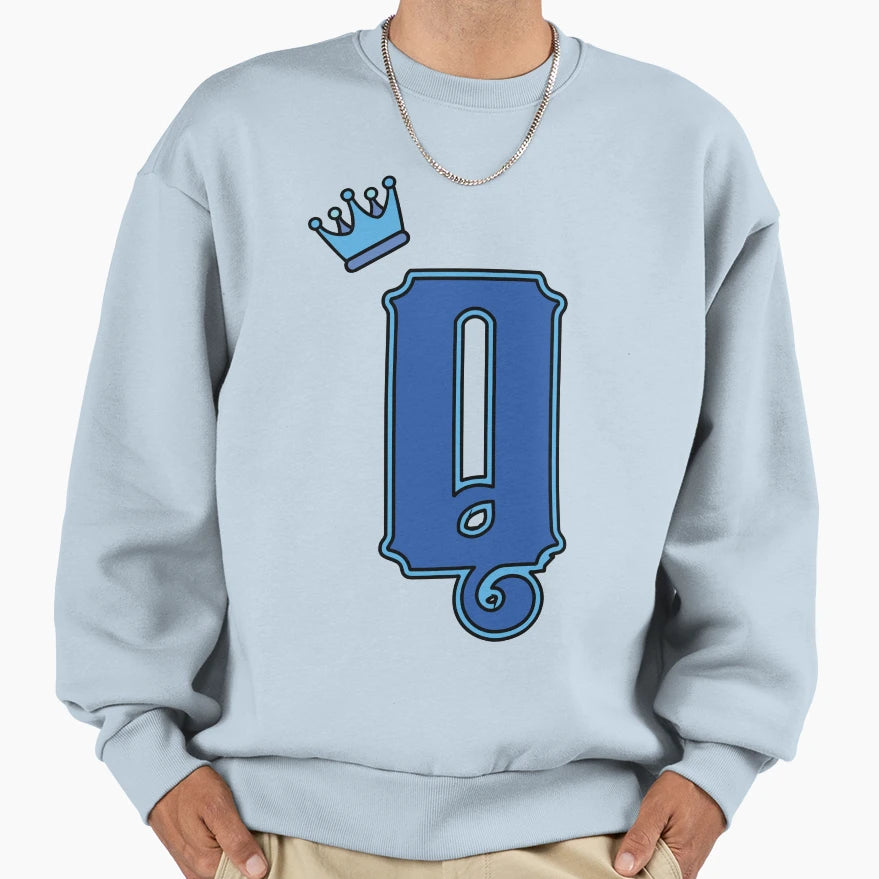 Blue Letter Q Sweatshirt - Trendy Graphic Unisex - T-Shirt, Sweatshirt, Hoodie