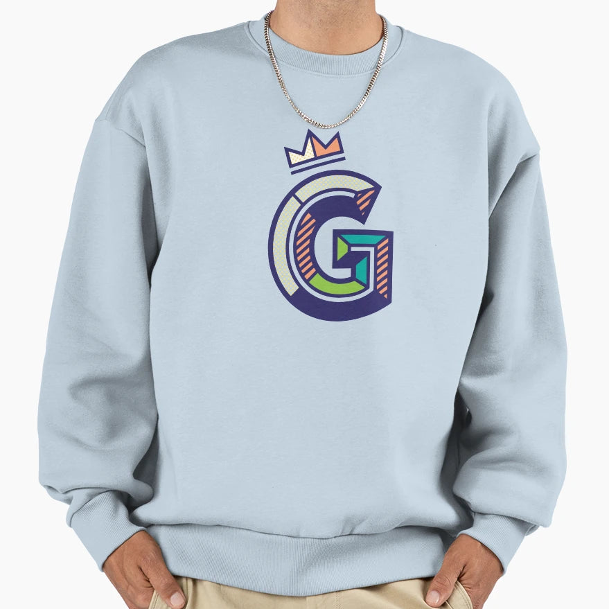 Crowned G Initial Sweatshirt - Casual Everyday Wear for Adults - T-Shirt, Sweatshirt, Hoodie