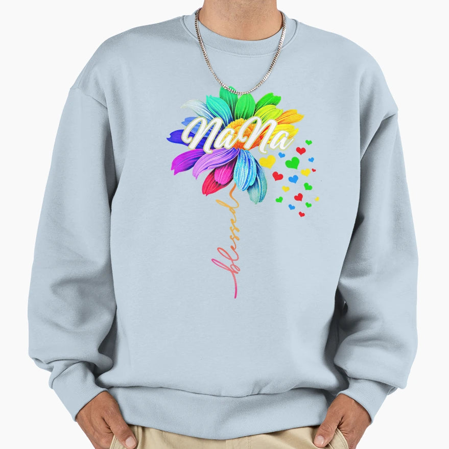 Blessed Nana Flower Funny Grandma Sweatshirt - Unique Graphic Men Women - T-Shirt, Sweatshirt, Hoodie