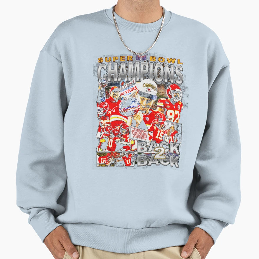 Kansas City Back 2 Back Champs Sweatshirt - Trendy Graphic for Adults - T-Shirt, Sweatshirt, Hoodie