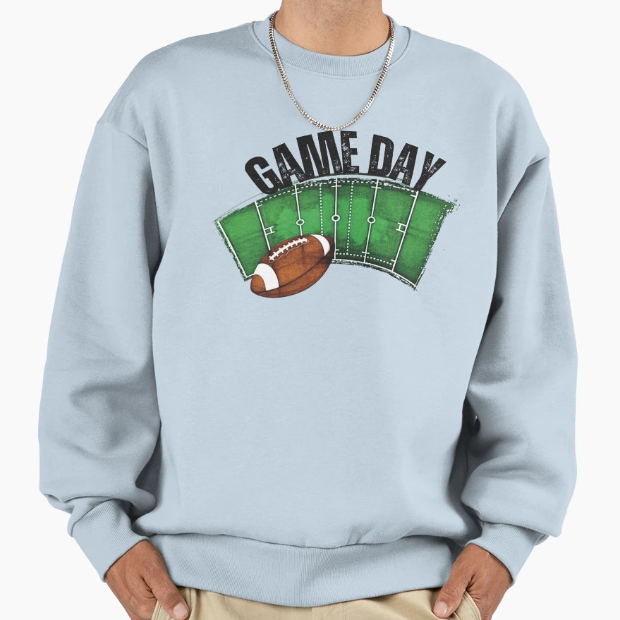 Game Day Football Field Sweatshirt - Fun Novelty Design for Adults - T-Shirt, Sweatshirt, Hoodie