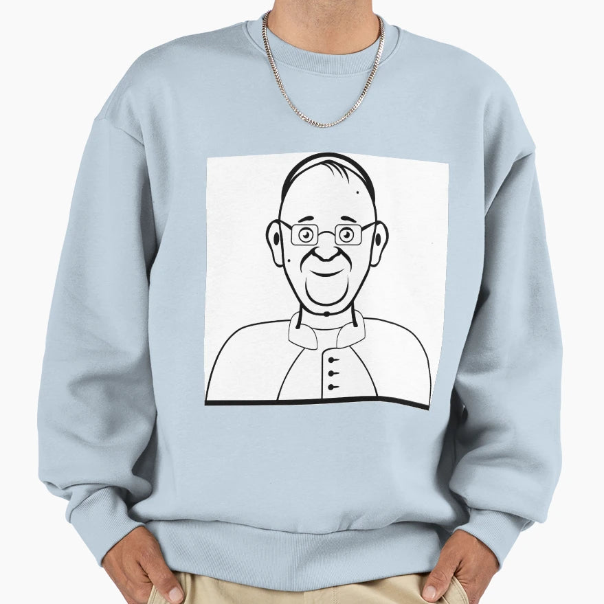 Pope Cartoon Sweatshirt - Fun Novelty Design for Adults - T-Shirt, Sweatshirt, Hoodie