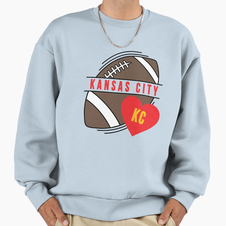 Kansas City Heart Kc Football Sweatshirt - Aesthetic Graphic for Adults - T-Shirt, Sweatshirt, Hoodie