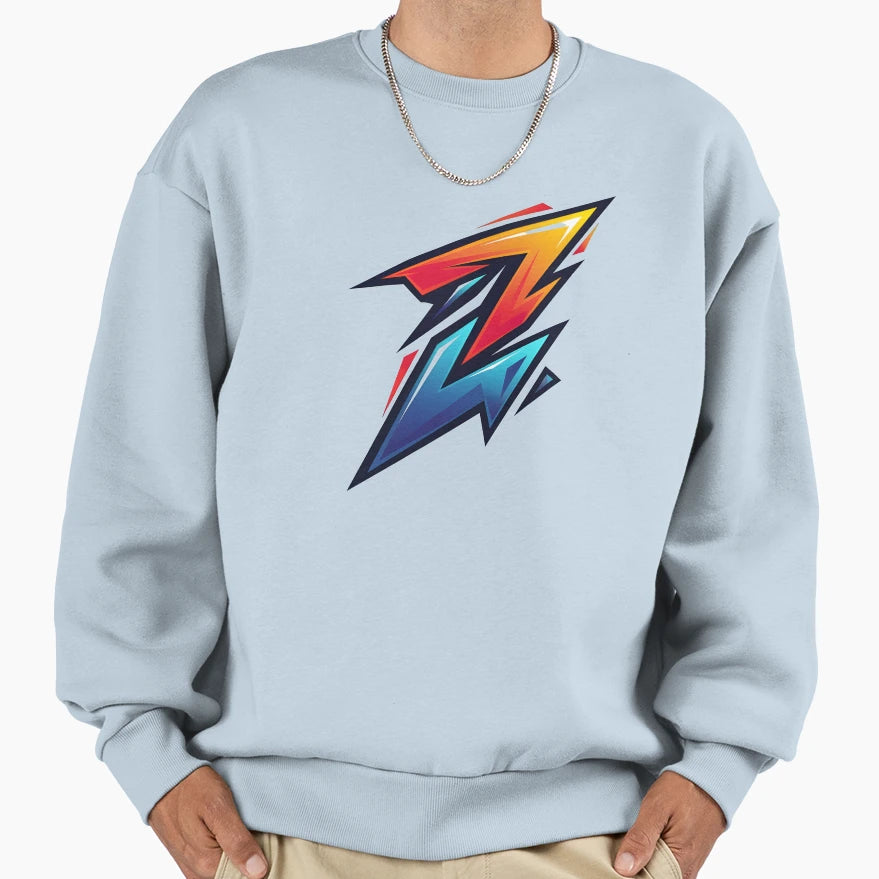 Bold Neon Lightning Bolt Z Logo Sweatshirt - Aesthetic Graphic Men Women - T-Shirt, Sweatshirt, Hoodie