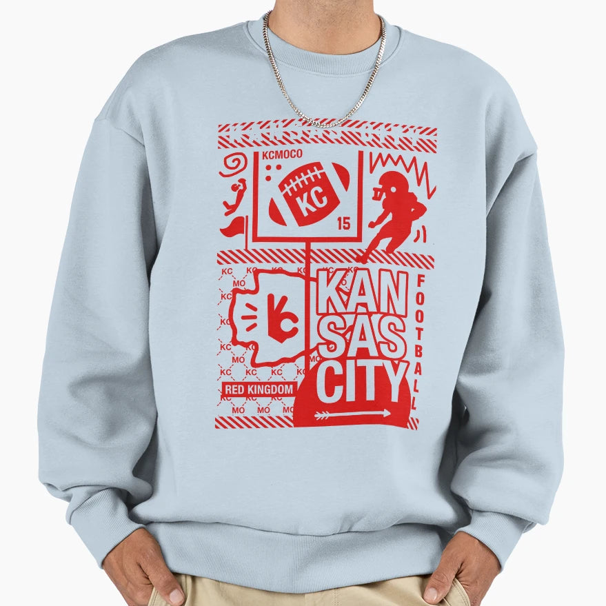 Kansas City Pattern Football Sweatshirt - Trendy Graphic Unisex - T-Shirt, Sweatshirt, Hoodie