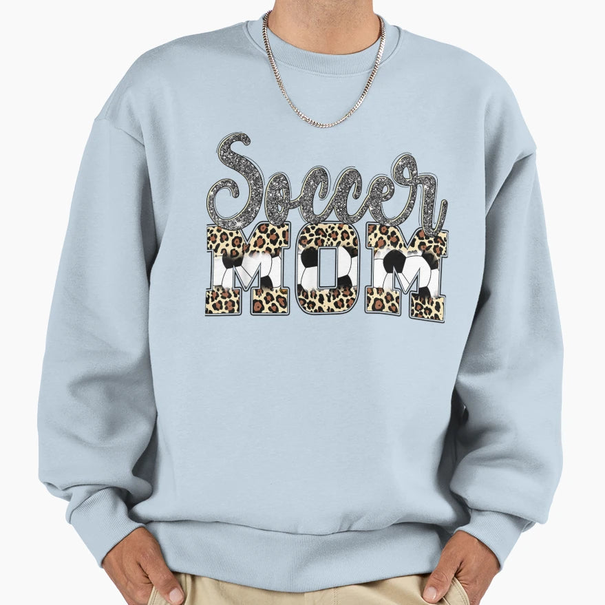 Soccer Mom Leopard Funny Soccer Sweatshirt - Casual Everyday Wear Unisex - T-Shirt, Sweatshirt, Hoodie