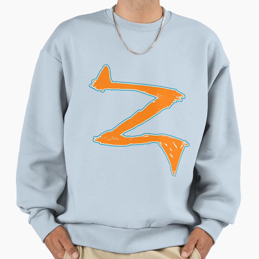 Grunge Z Logo Safety Orange And Sky Sweatshirt - Unique Graphic Men Women - T-Shirt, Sweatshirt, Hoodie
