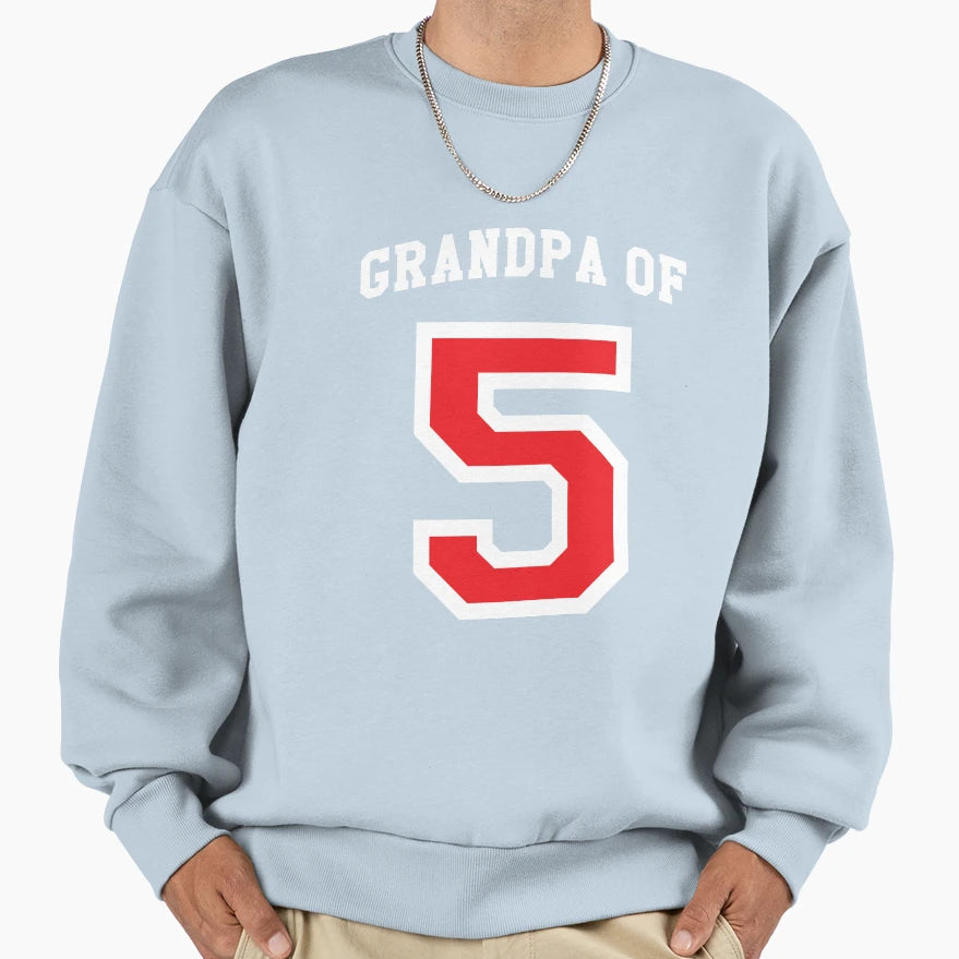 Grandpa 5 Grandchildren Baseball Sweatshirt - Fun Novelty Design Unisex - T-Shirt, Sweatshirt, Hoodie