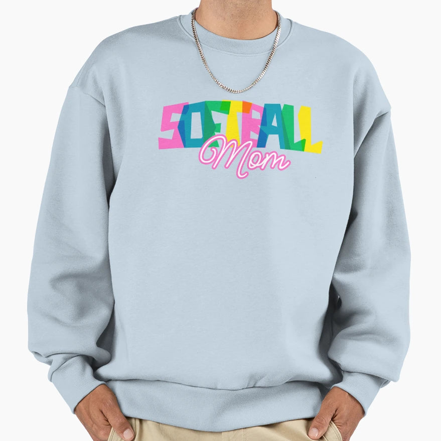 Softball Mom Happy And Bright Sweatshirt - Minimalist Print Unisex - T-Shirt, Sweatshirt, Hoodie