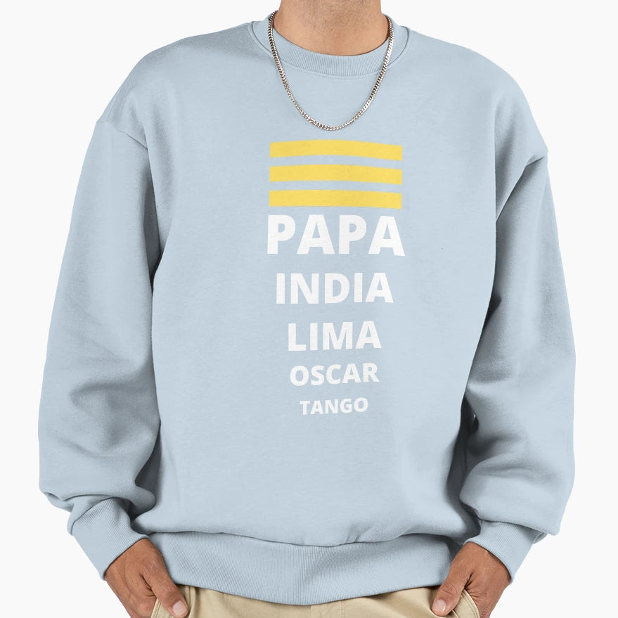 Pilot Papa Indie Lima Oscar Tango Sweatshirt - Minimalist Print for Adults - T-Shirt, Sweatshirt, Hoodie