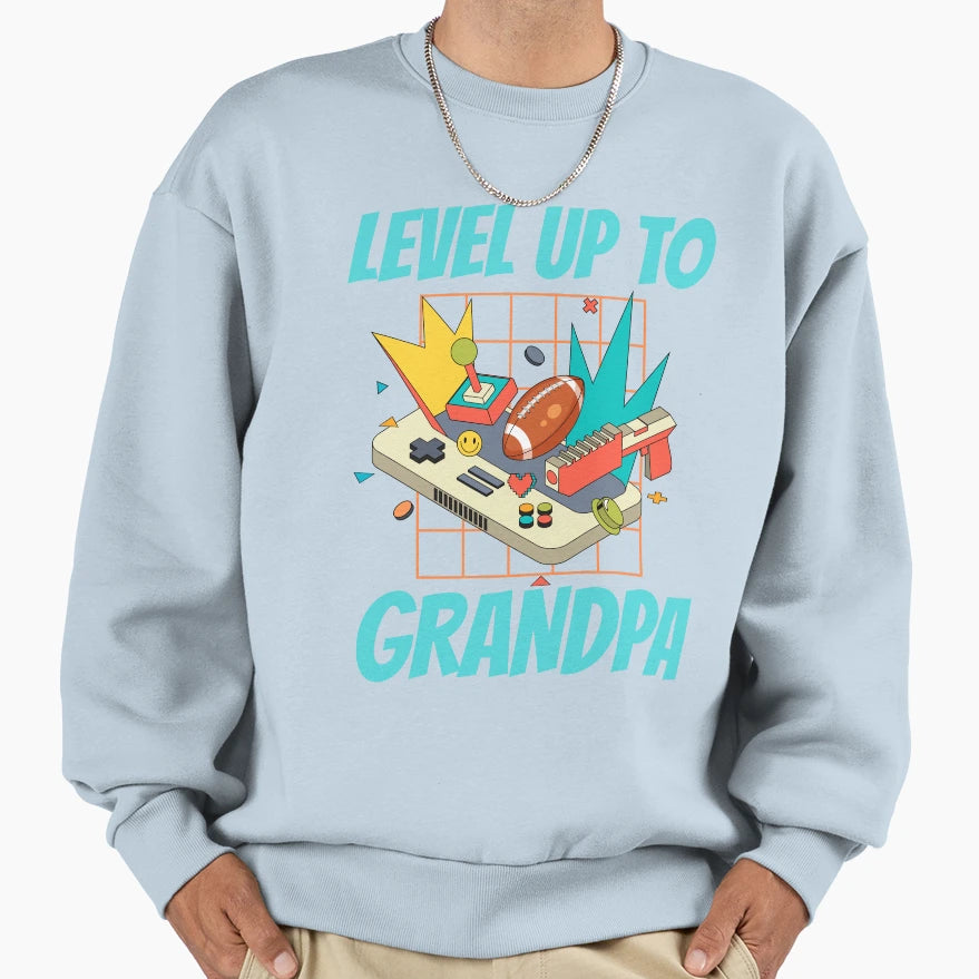 I Have Leveled Up To Grandpa Sweatshirt - Unique Graphic Unisex - T-Shirt, Sweatshirt, Hoodie