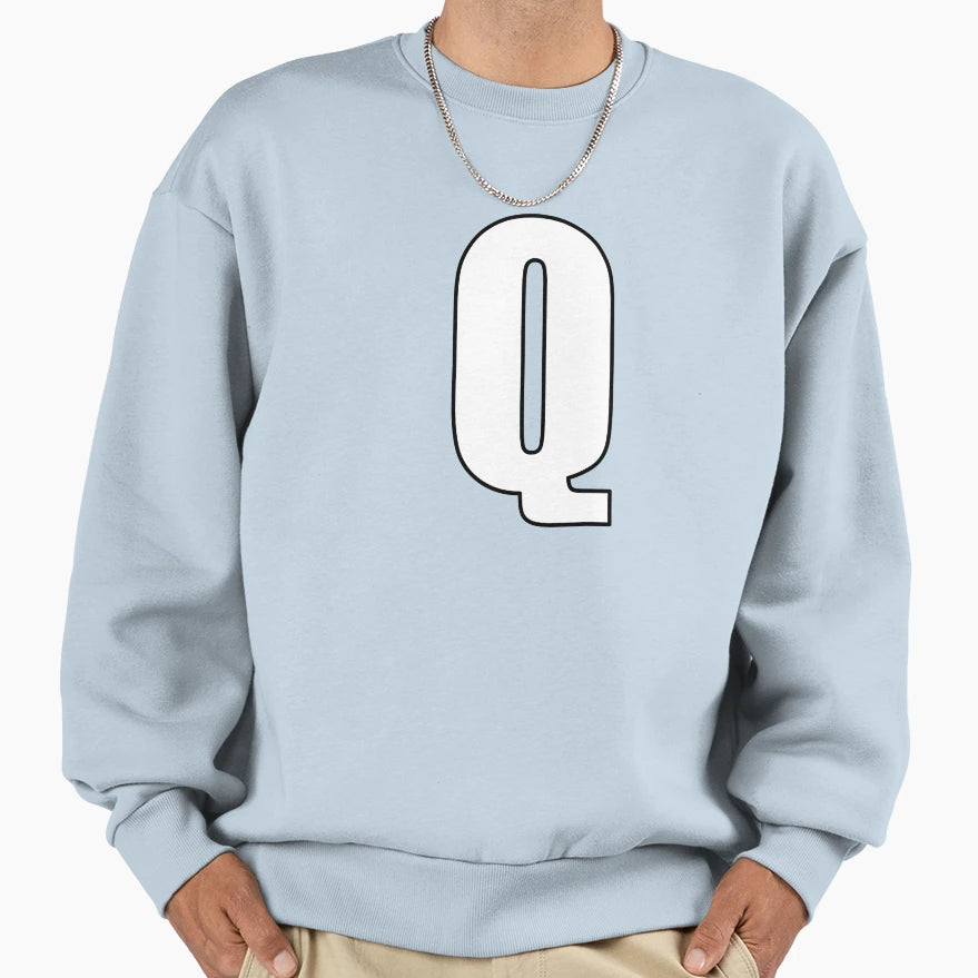 Letter Q Monogram Letter Art Simple Text Sweatshirt - Unique Graphic Unisex - T-Shirt, Sweatshirt, Hoodie