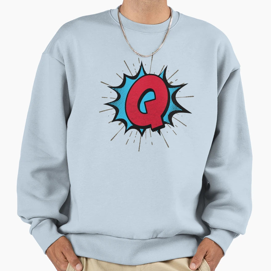 Monogram Q Cartoon Explosion Sweatshirt - Casual Everyday Wear Unisex - T-Shirt, Sweatshirt, Hoodie