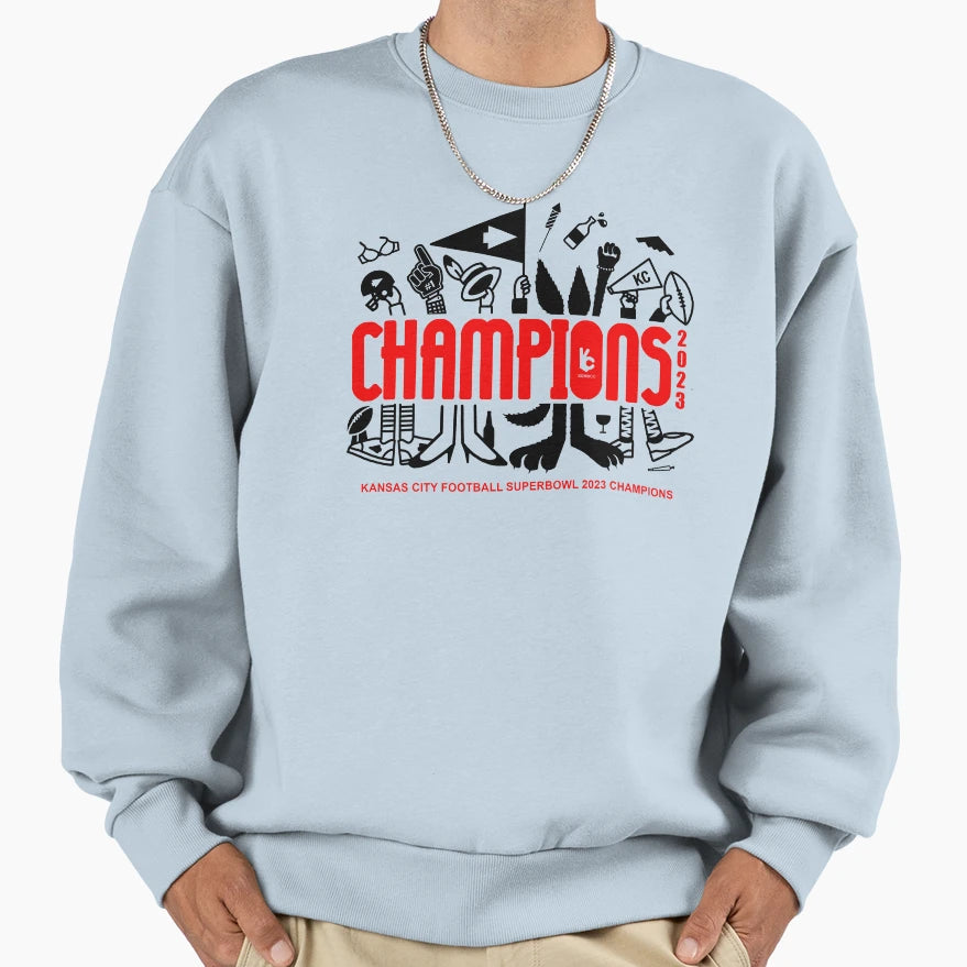Kansas City Football Champs Sweatshirt - Minimalist Print Unisex - T-Shirt, Sweatshirt, Hoodie
