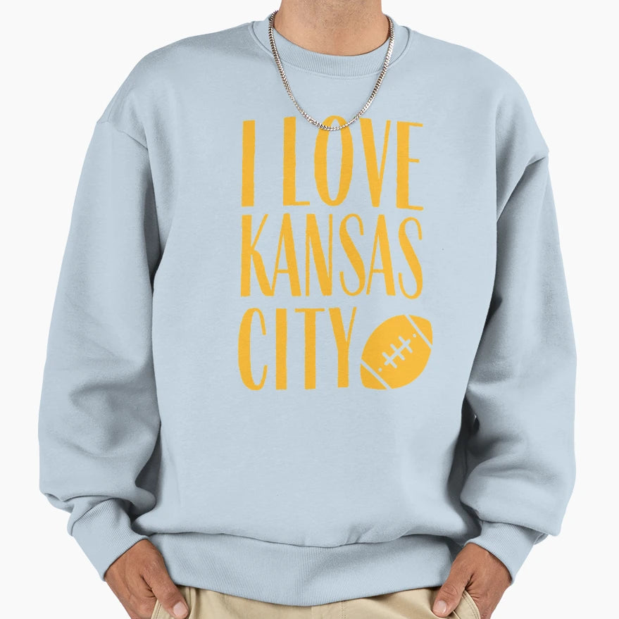 I Love Kansas City Kc Football Sweatshirt - Custom Art Print for Adults - T-Shirt, Sweatshirt, Hoodie