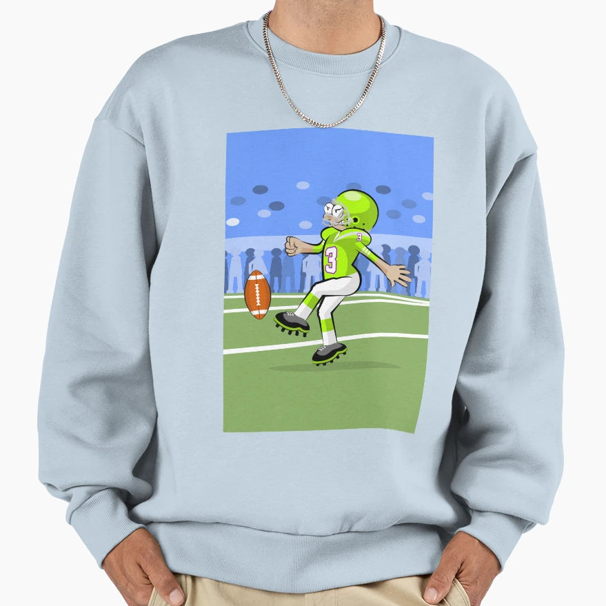American Football Player Kicking Ball Sweatshirt - Minimalist Print Unisex - T-Shirt, Sweatshirt, Hoodie