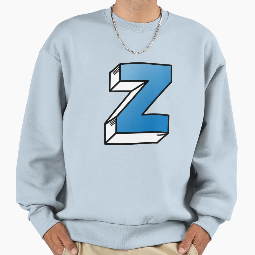 Letter Z Blue Sweatshirt - Fun Novelty Design Men Women - T-Shirt, Sweatshirt, Hoodie