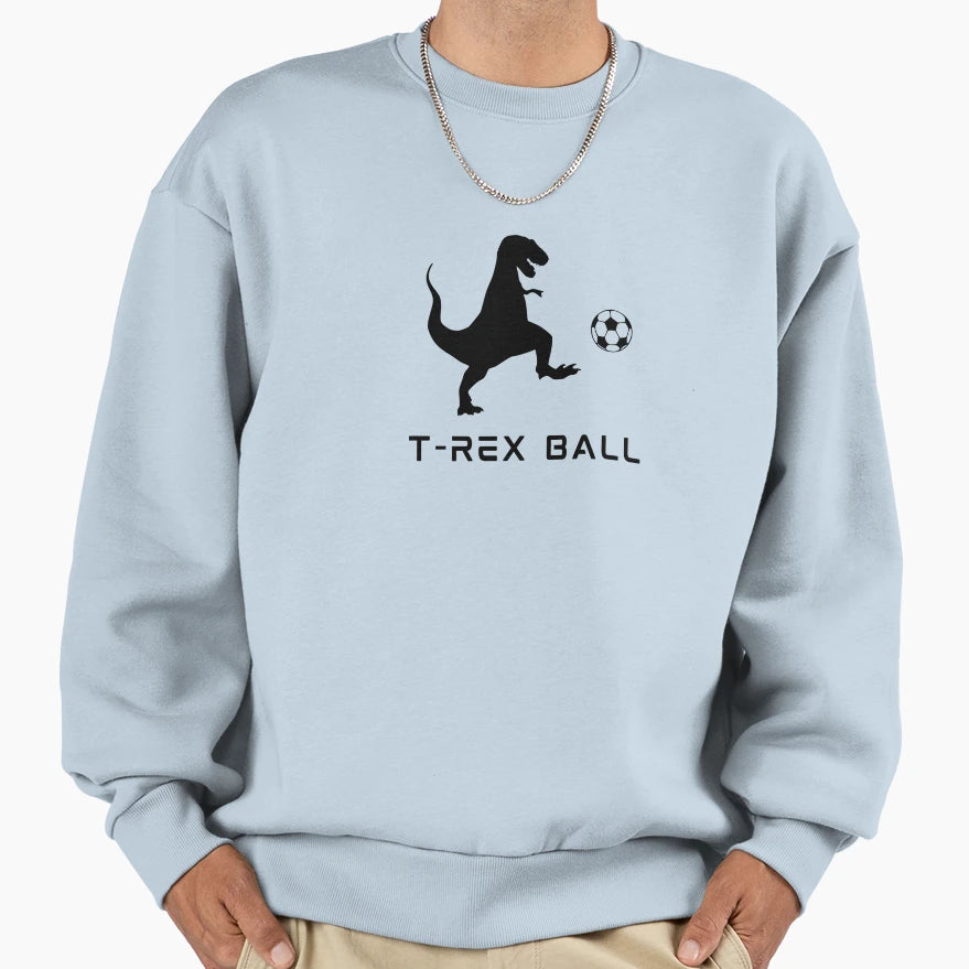 T Rex Playing Football Sweatshirt - Minimalist Print Men Women - T-Shirt, Sweatshirt, Hoodie