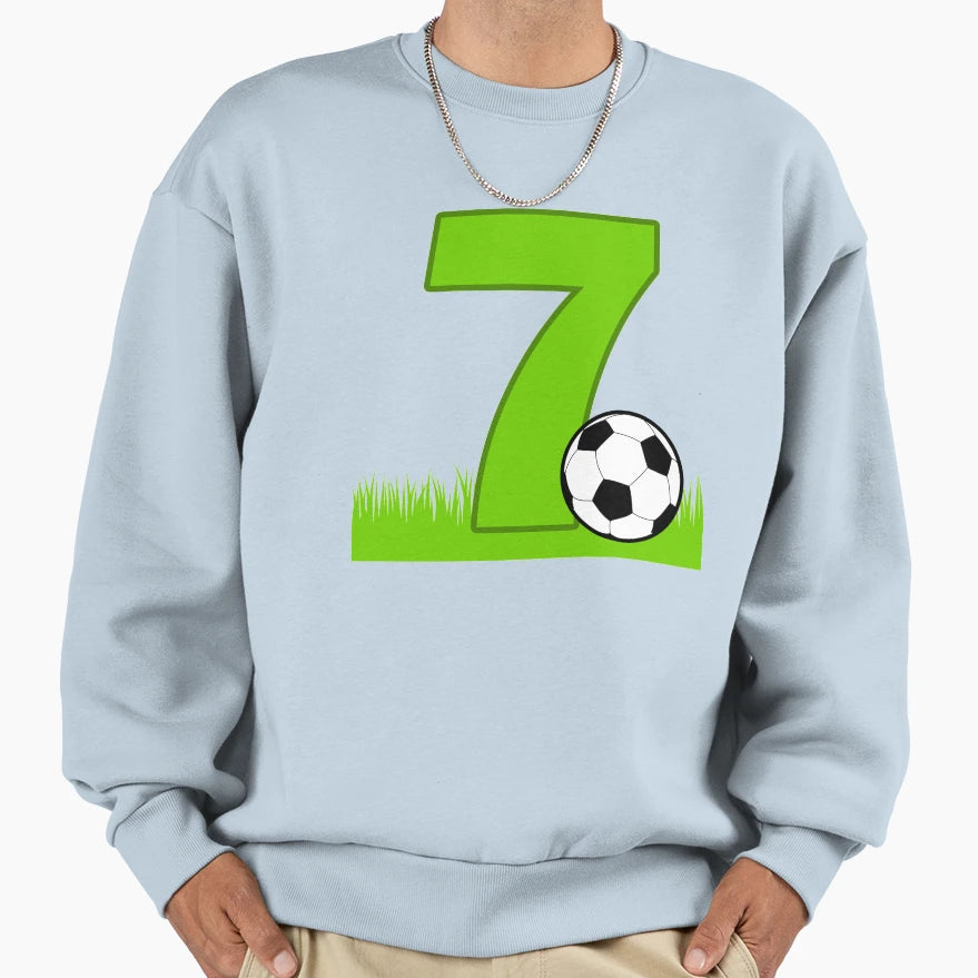 7Th Birthday Soccer 7 Years Old Sweatshirt - Custom Art Print Unisex - T-Shirt, Sweatshirt, Hoodie