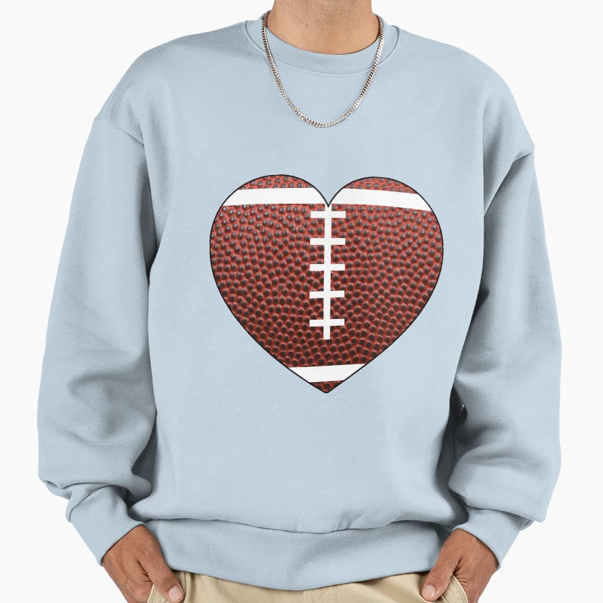 Football Heart Sweatshirt - Novelty Apparel for Adults - T-Shirt, Sweatshirt, Hoodie