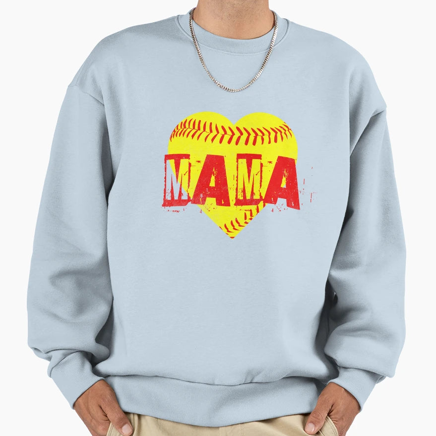 Softball Mama Heart Diamond Sweatshirt - Aesthetic Graphic Men Women - T-Shirt, Sweatshirt, Hoodie