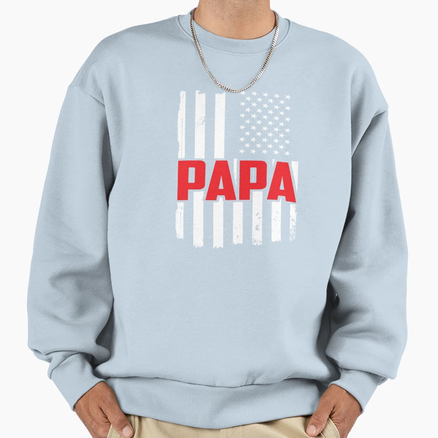 Papa Us Flag Veteran Military Dad Sweatshirt - Novelty Apparel for Adults - T-Shirt, Sweatshirt, Hoodie