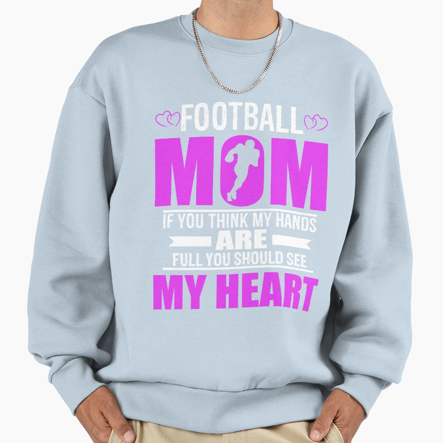 Football Moms Full Heart Mothers Day T-Shirt - Custom Art Print Unisex - T-Shirt, Sweatshirt, Hoodie