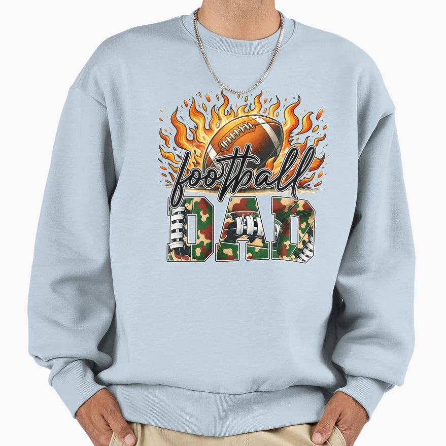 Flames And Camo Football Dad Sweatshirt - Unique Graphic for Adults - T-Shirt, Sweatshirt, Hoodie