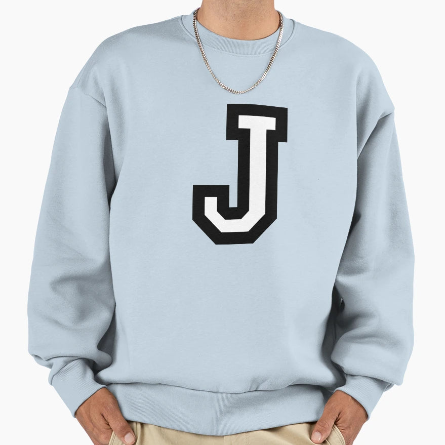 Letter J Two Color Sweatshirt - Minimalist Print Unisex - T-Shirt, Sweatshirt, Hoodie
