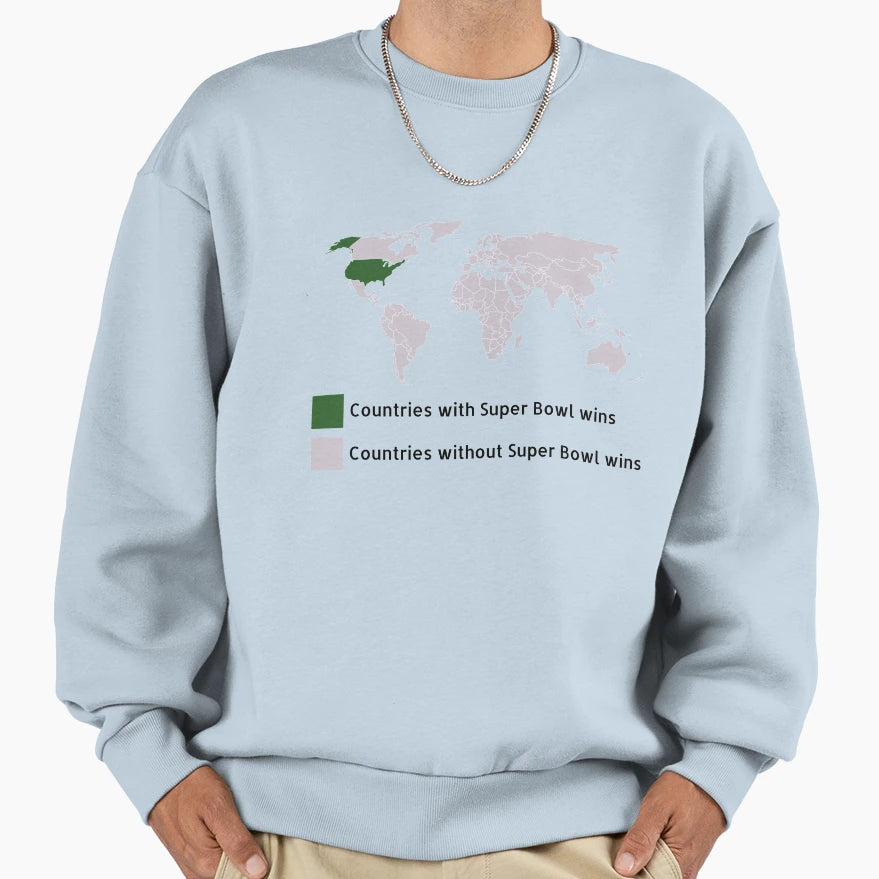 Color Coded World Map Super Bowl Sweatshirt - Unique Graphic for Adults - T-Shirt, Sweatshirt, Hoodie