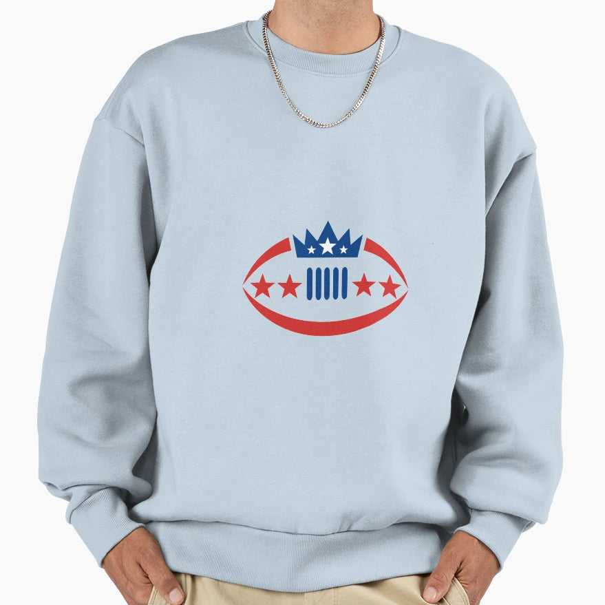 American Football Ball Crown Star Sweatshirt - Aesthetic Graphic Unisex - T-Shirt, Sweatshirt, Hoodie